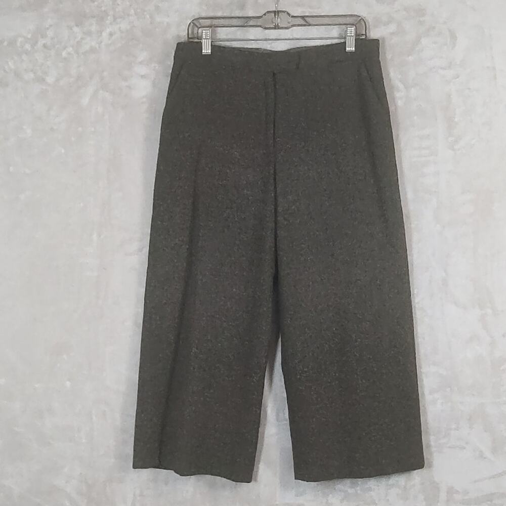 Express Tweed Wide Leg Trouser Recycled Wool Blend Olive Green / Gray Size 11/12